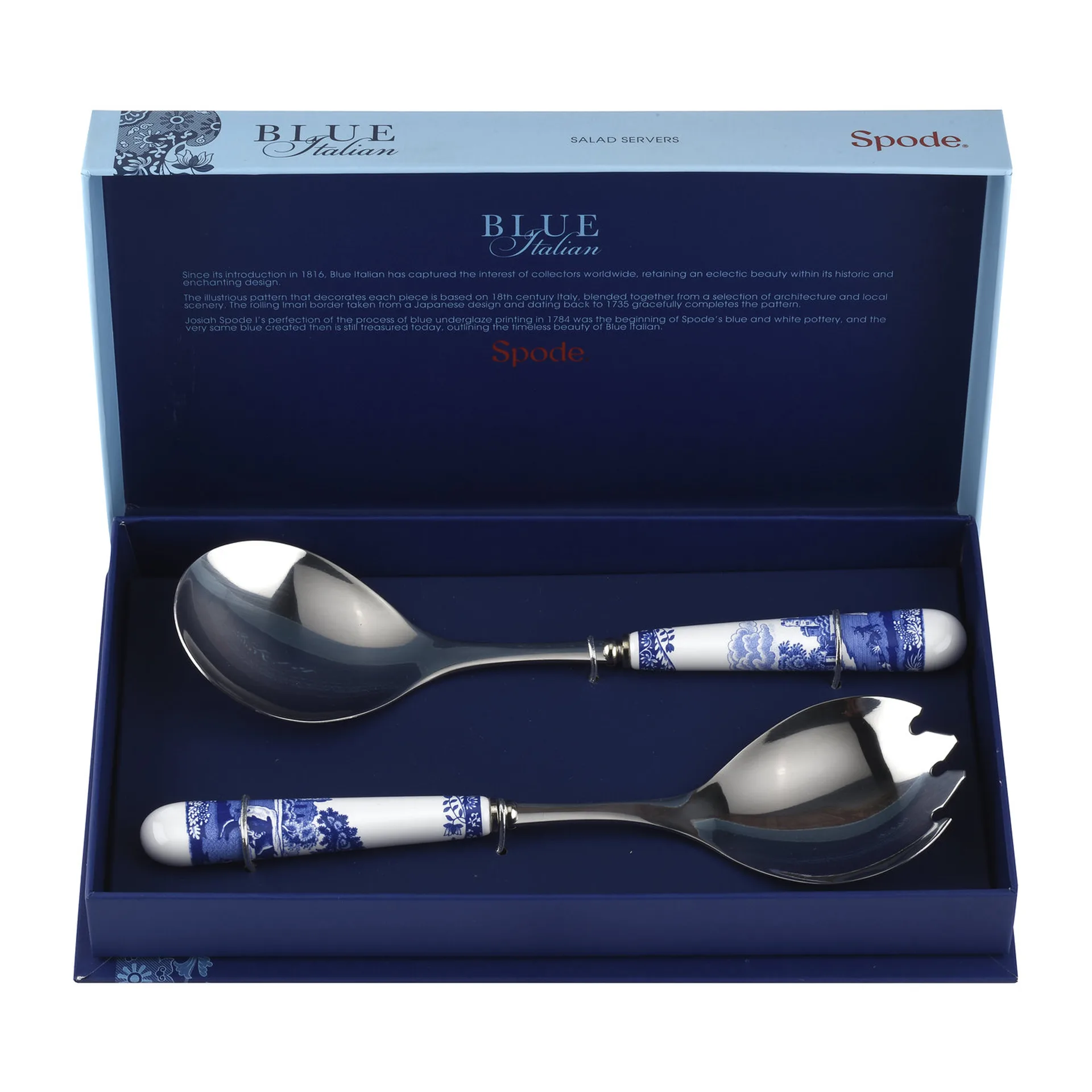 Blue Italian saladebestek 2-delig, Keramiek-roestvij staal Spode