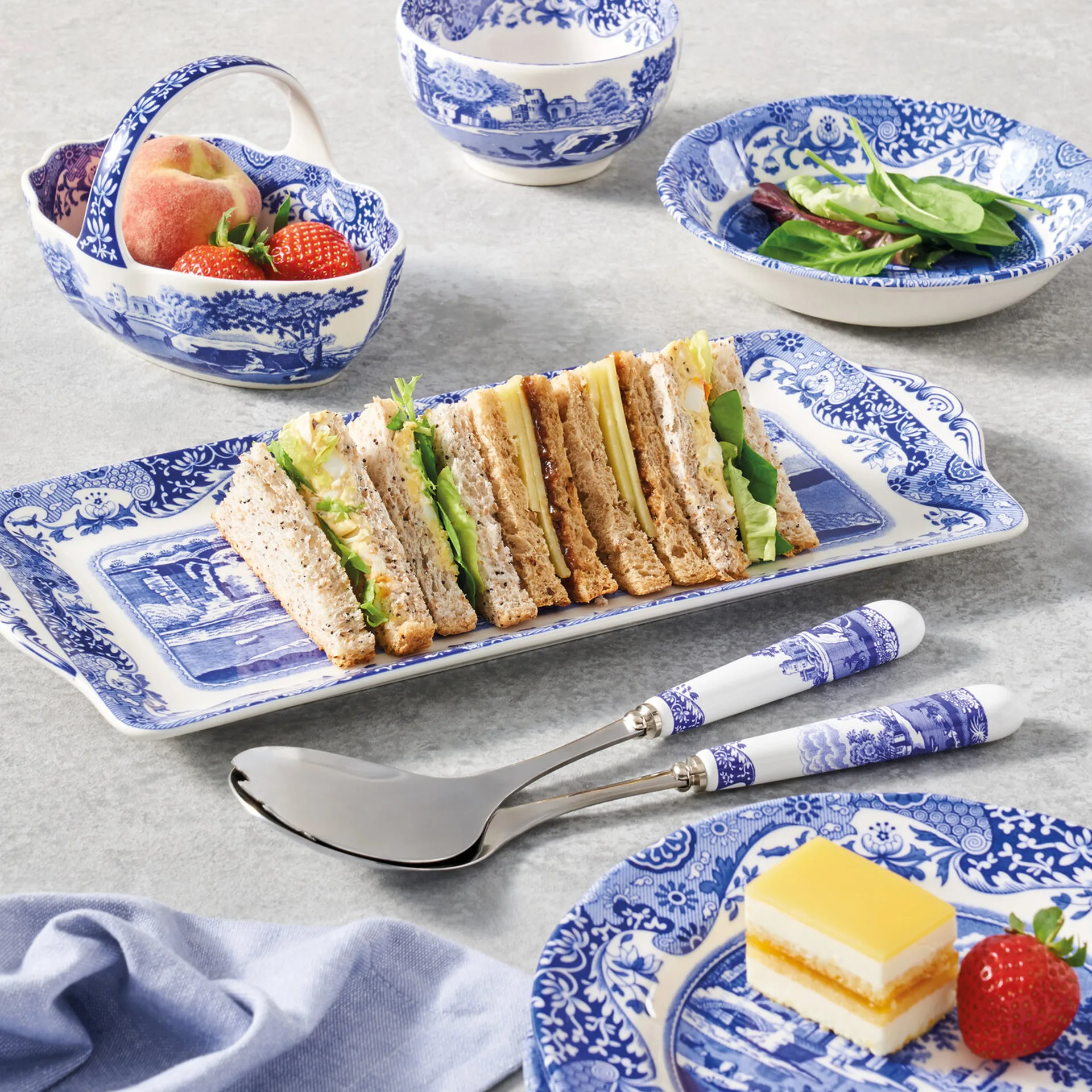 Blue Italian saladebestek 2-delig, Keramiek-roestvij staal Spode