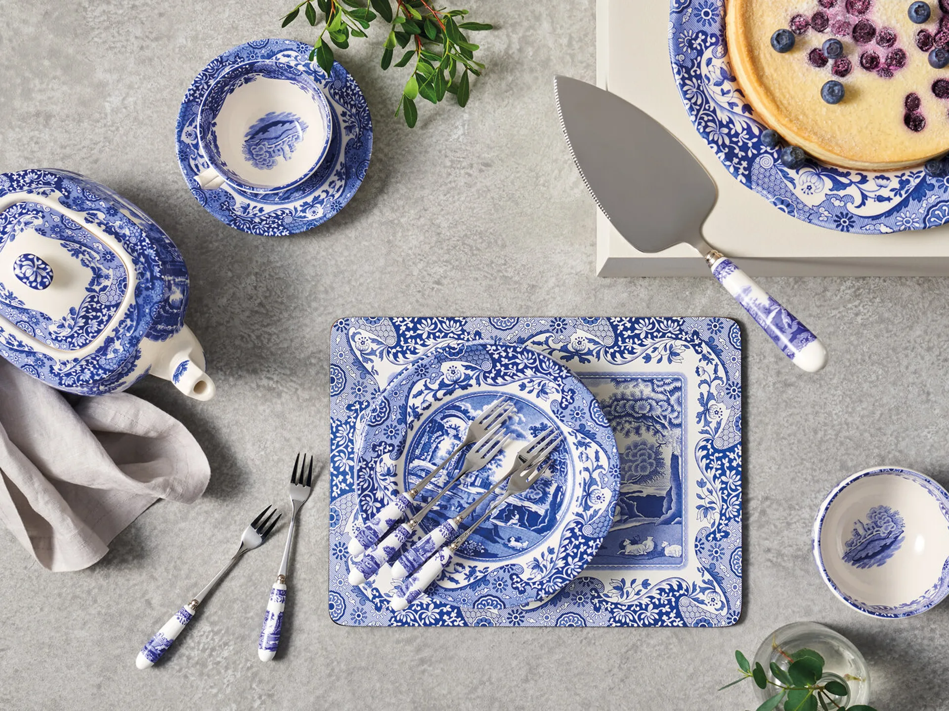 Blue Italian taartschep 25 cm, Keramiek-roestvij staal Spode
