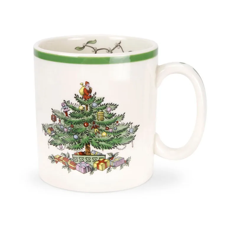 Christmas Tree beker 22 cl, White-green-red Spode