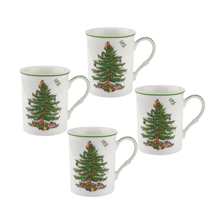 Christmas Tree beker 34 cl 4-pack - White-green-red - Spode