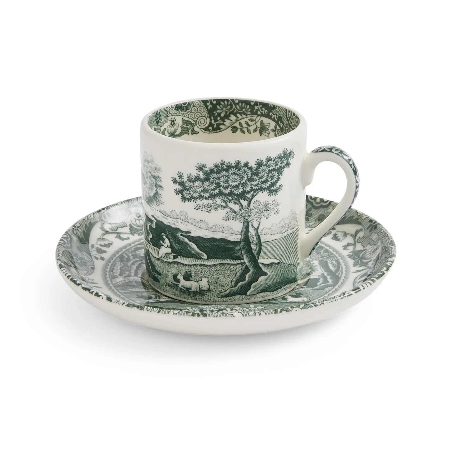 Heritage Green Italian kop en schotel, Groen, espresso, 9 cl Spode