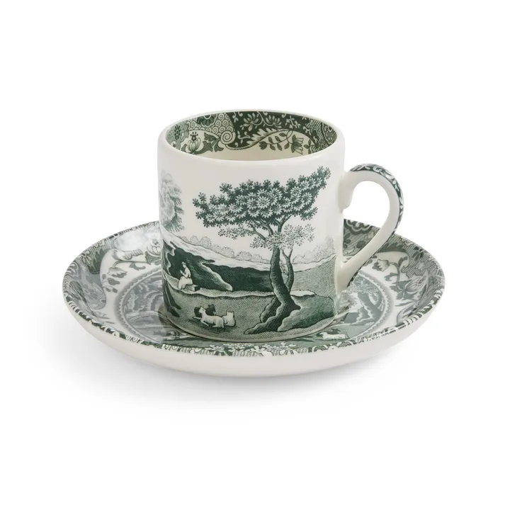 Heritage Green Italian kop en schotel - Groen, espresso, 9 cl - Spode