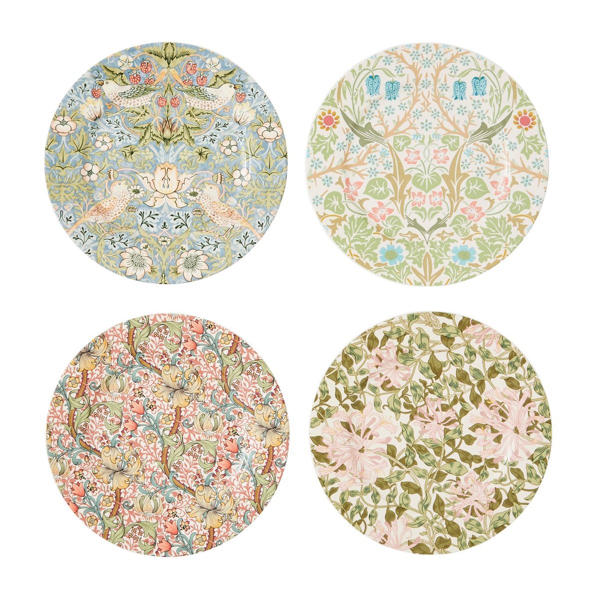 Spode Morris & Co. bord o20 cm 4-delig Multi | Scandinavisch Interieur | Kleine borden | Multi