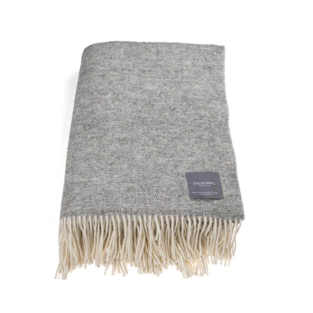 Stackelbergs Wool plaid grey & offwhite | Scandinavisch Interieur | Wollen dekens & spreien | Grijs