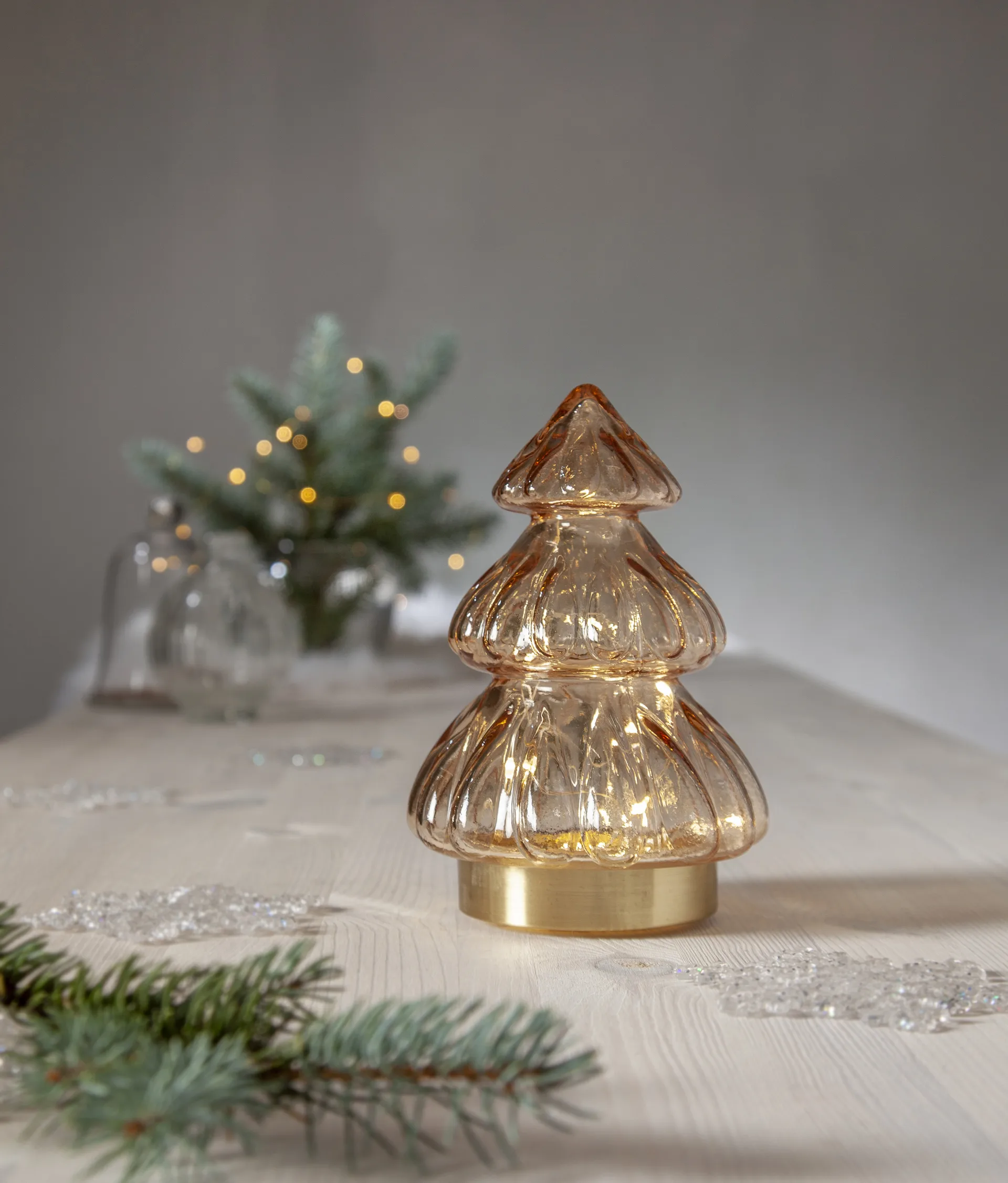 Abete tafelornament kerstverlichting 18 cm, Beige Star Trading