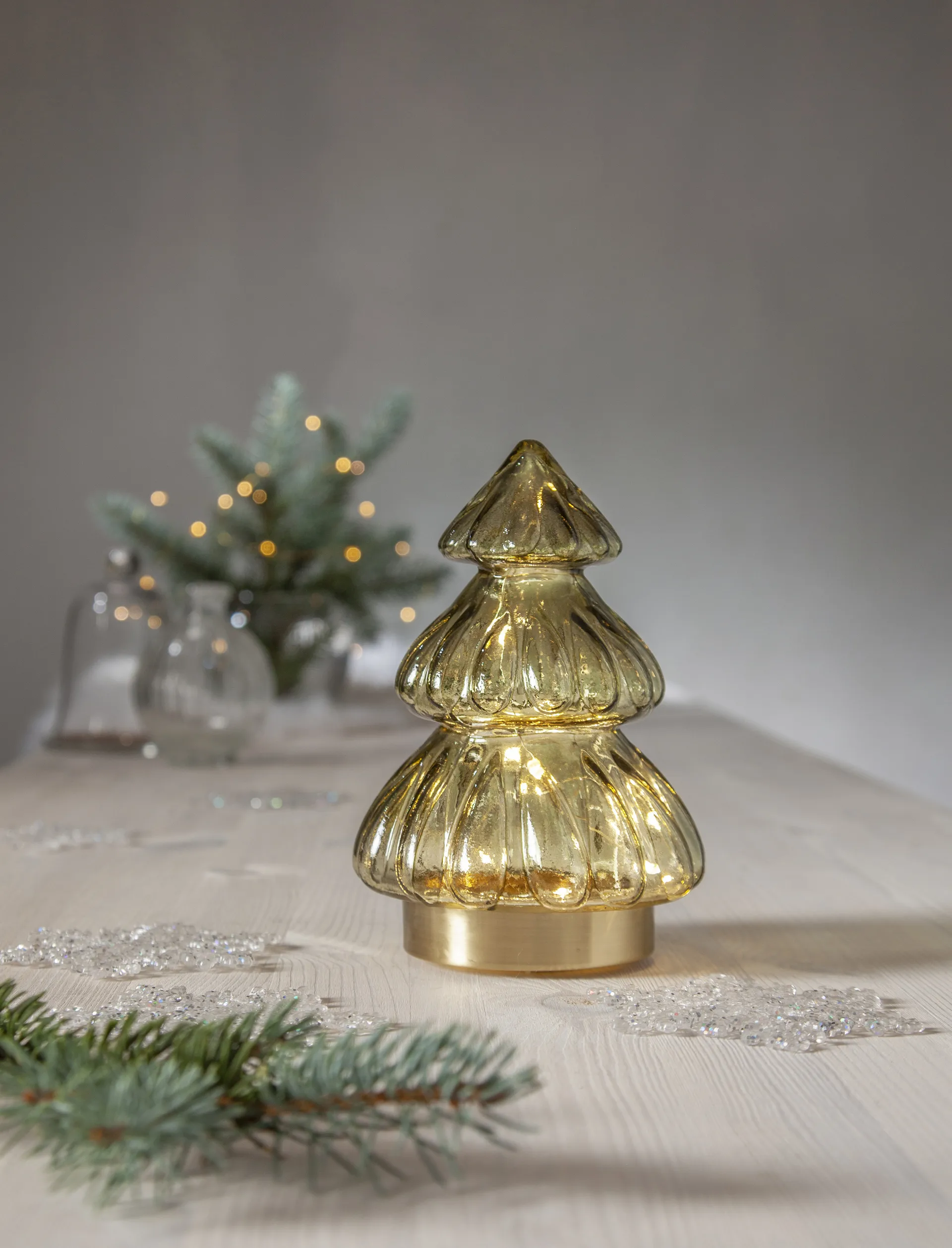 Abete tafelornament kerstverlichting 18 cm, Groen Star Trading