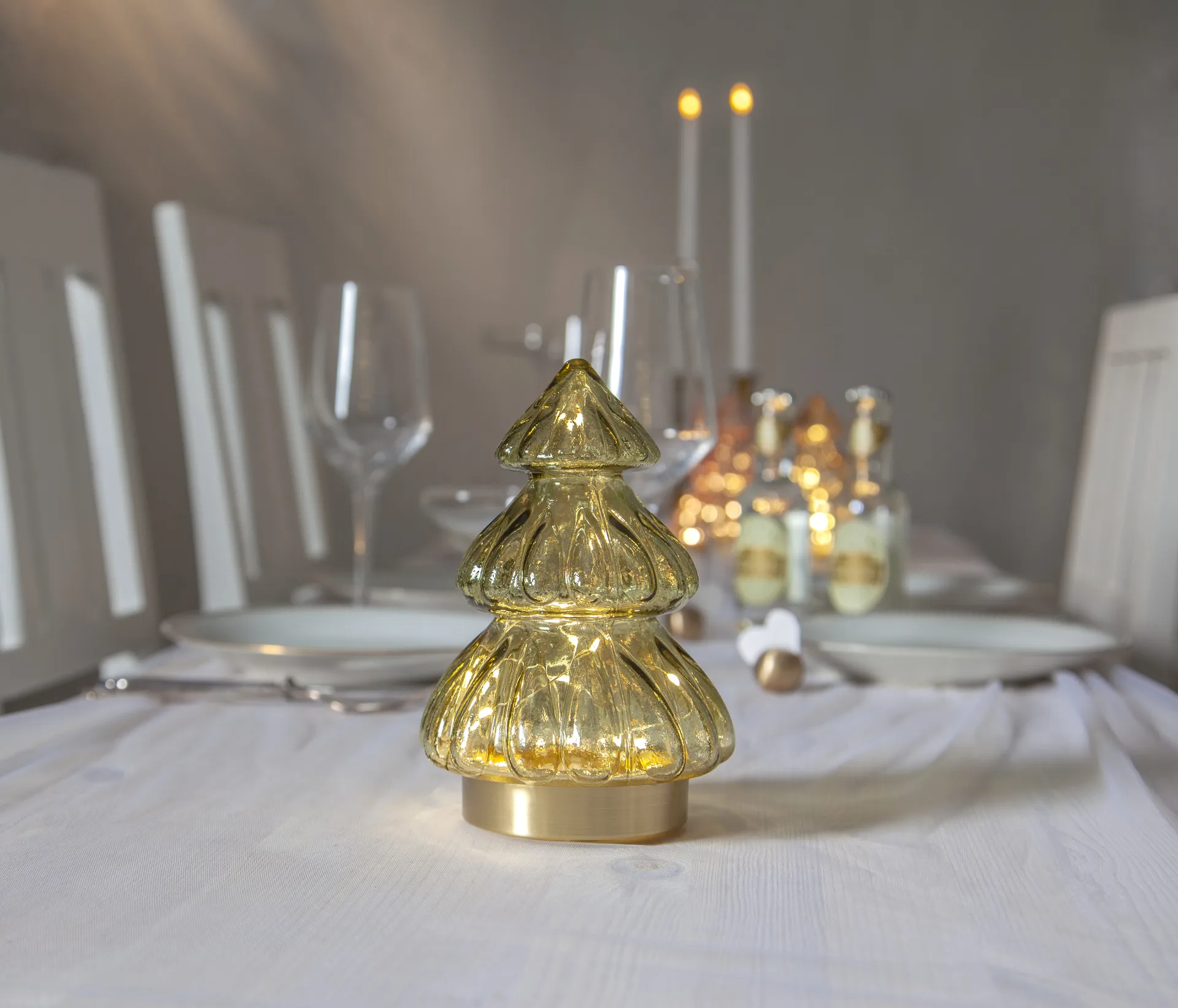 Abete tafelornament kerstverlichting 18 cm, Groen Star Trading