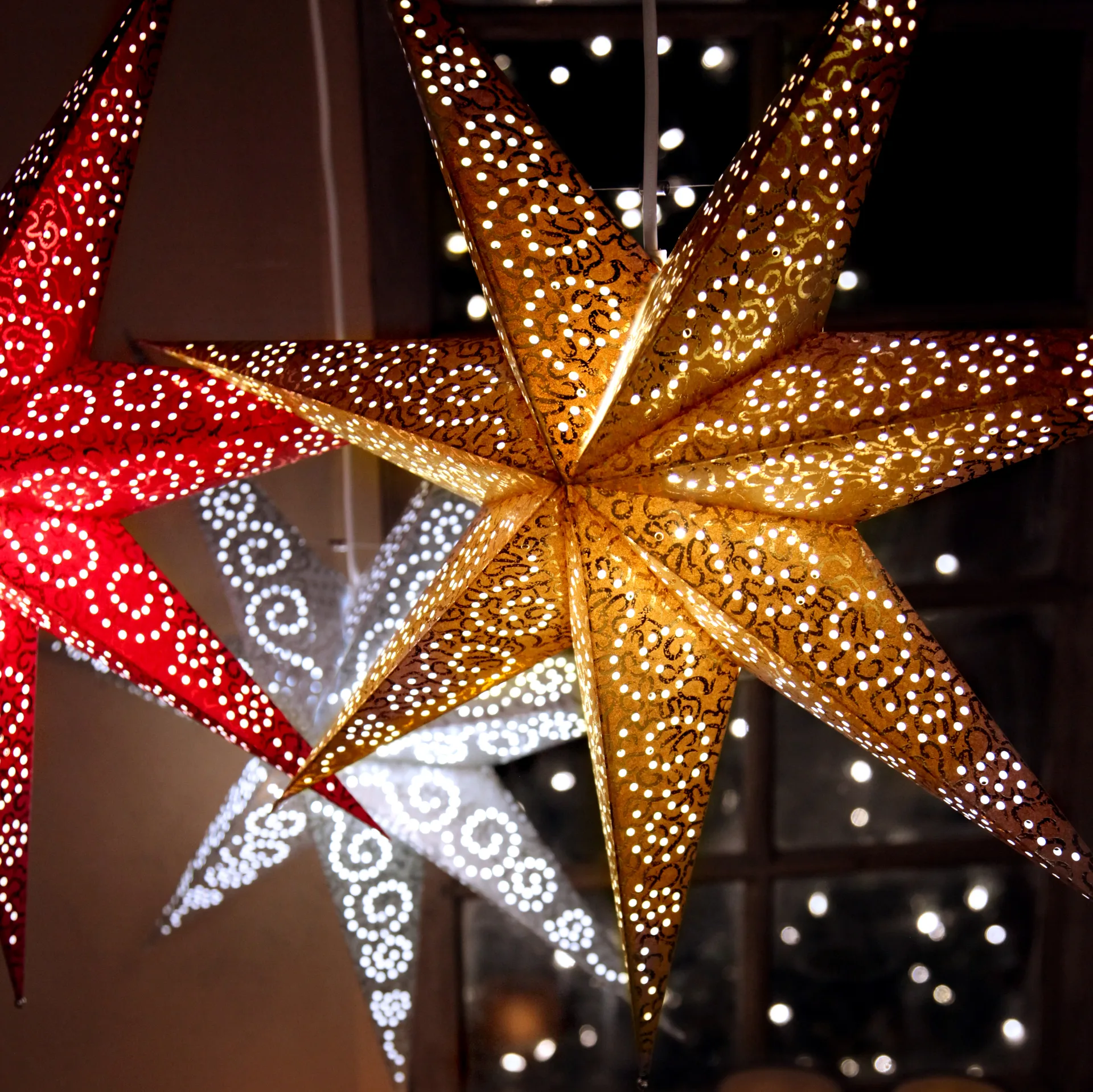 Antique kerstster 60 cm., goud Star Trading