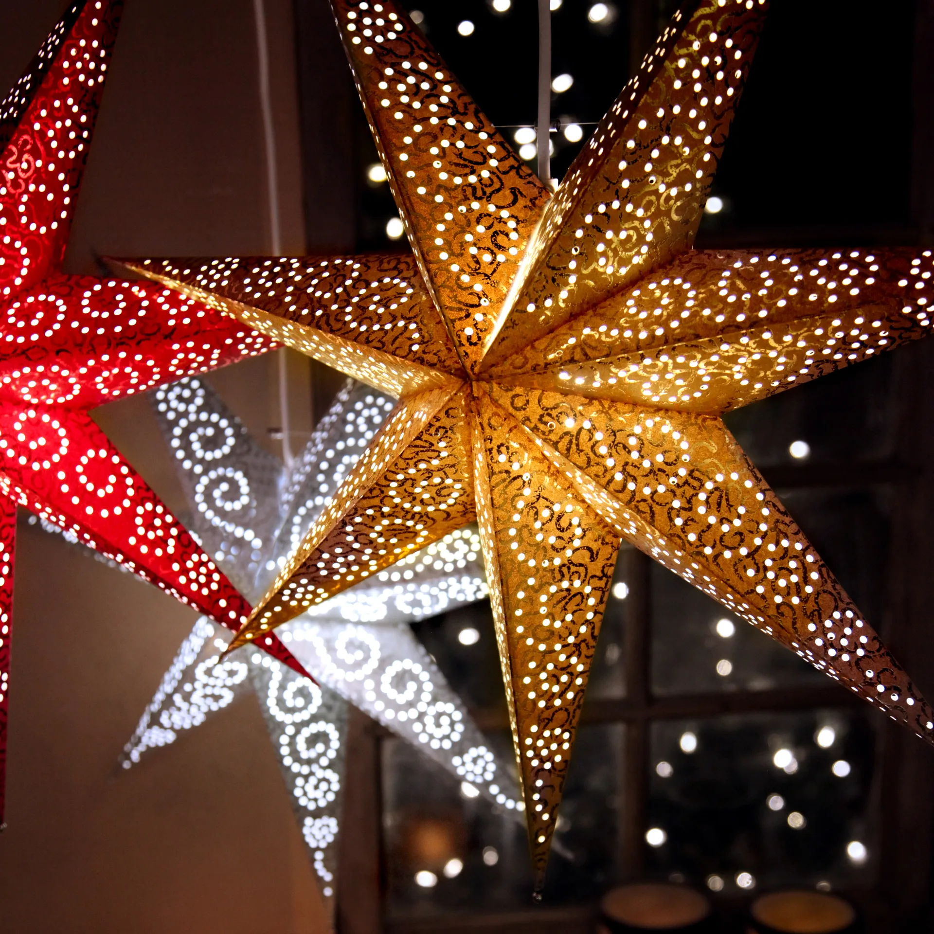 Antique kerstster 60 cm., wit Star Trading