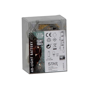Dew Drop lichtsnoer LED batterijen - 4 m. - zilver - Star Trading