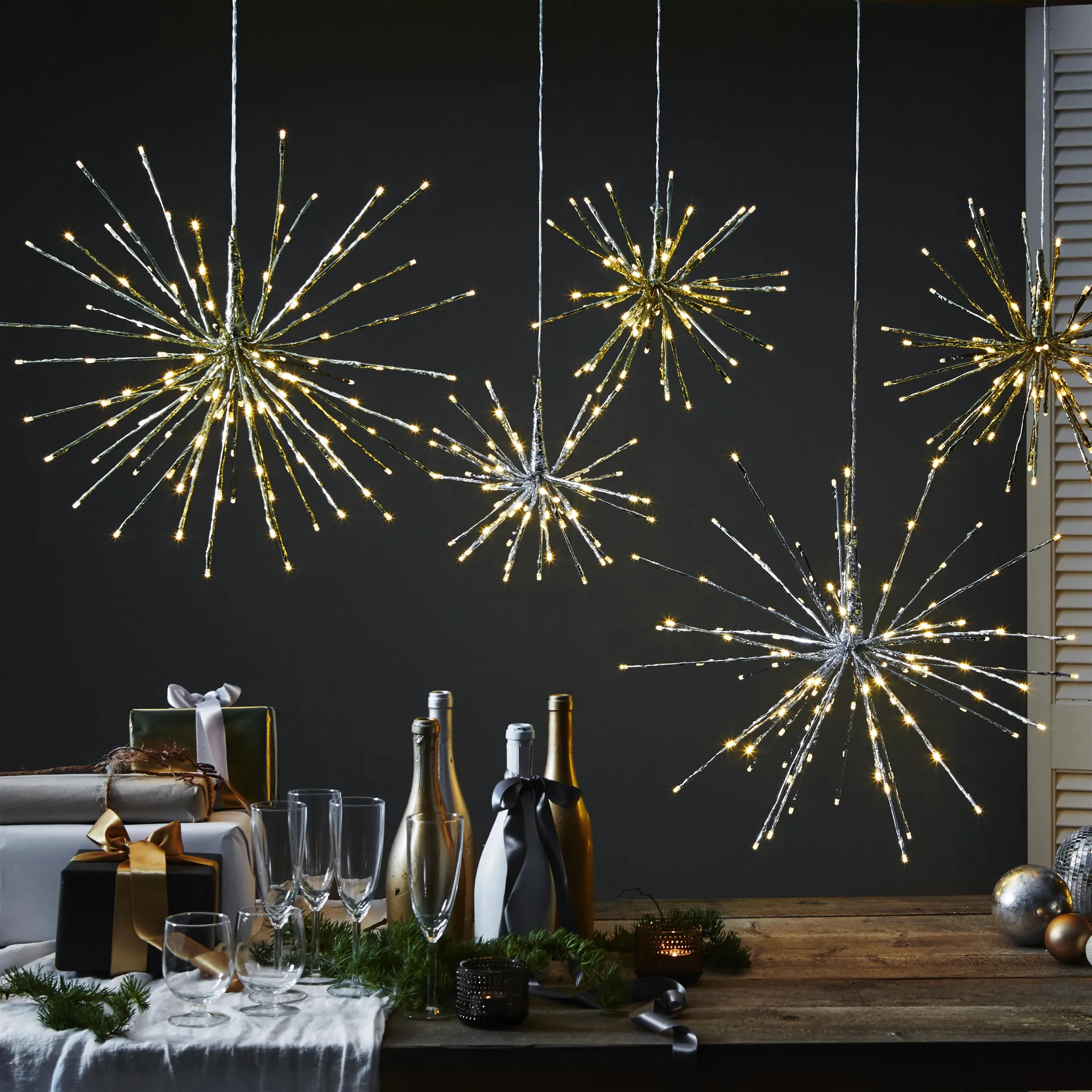 Firework hangende decoratie 30 cm., zilver Star Trading