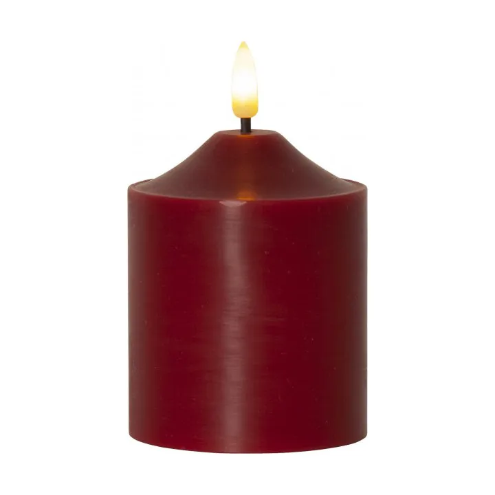 Flamme LED-blokkaars 12 cm - Rood - Star Trading