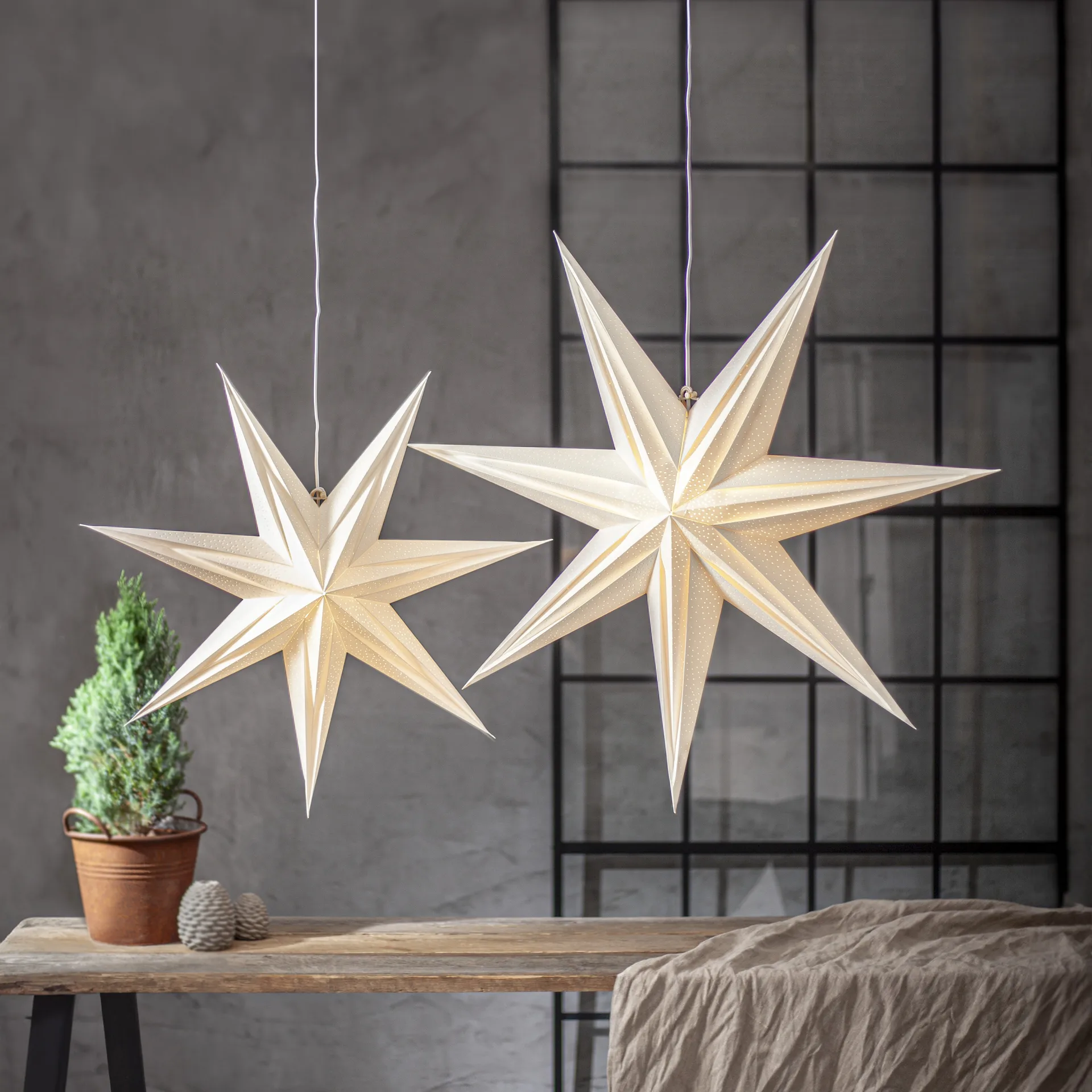 Holly papieren ster 60 cm, Wit Star Trading