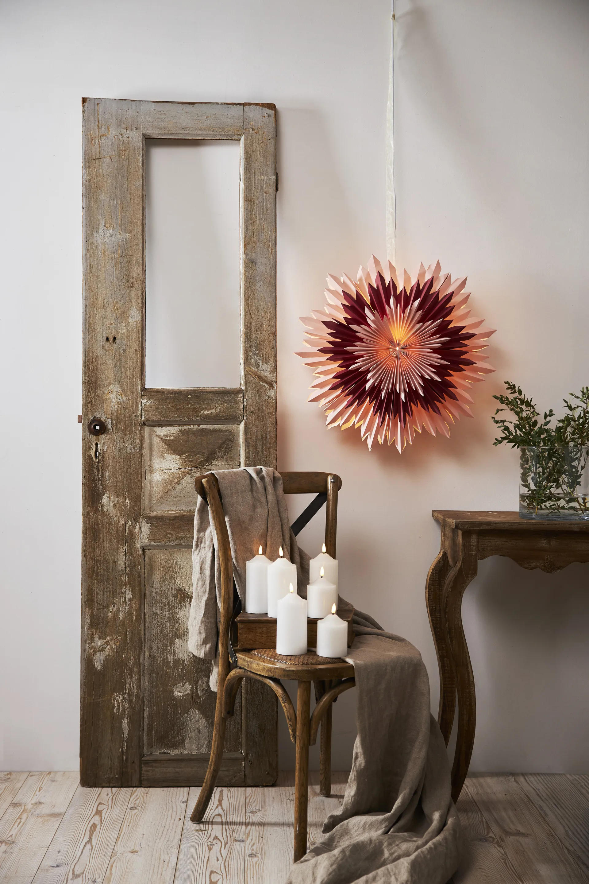 Ice adventsster Ø50 cm, Roze Star Trading