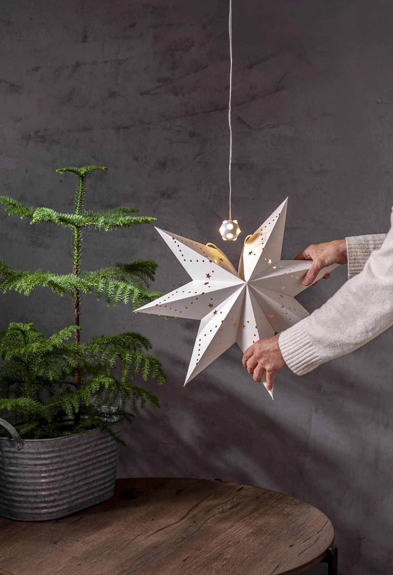 Lighty lichtsnoer, lichtbron voor adventssterren, Witte bal Star Trading