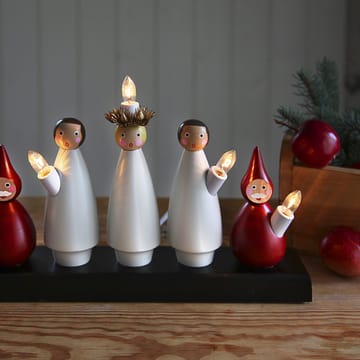 Luciakör adventslamp - wit-rood - Star Trading