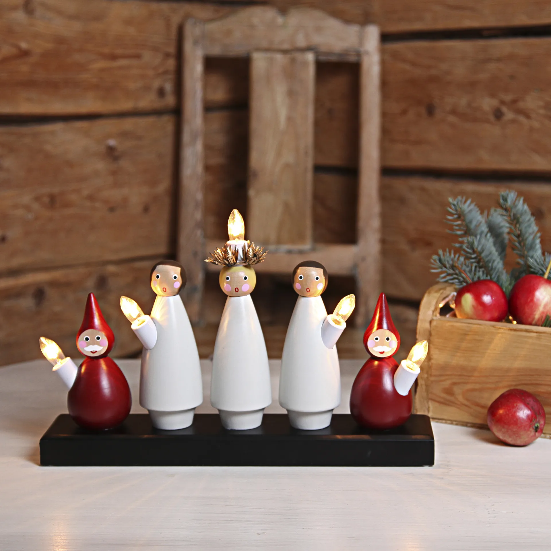 Luciakör adventslamp, wit-rood Star Trading