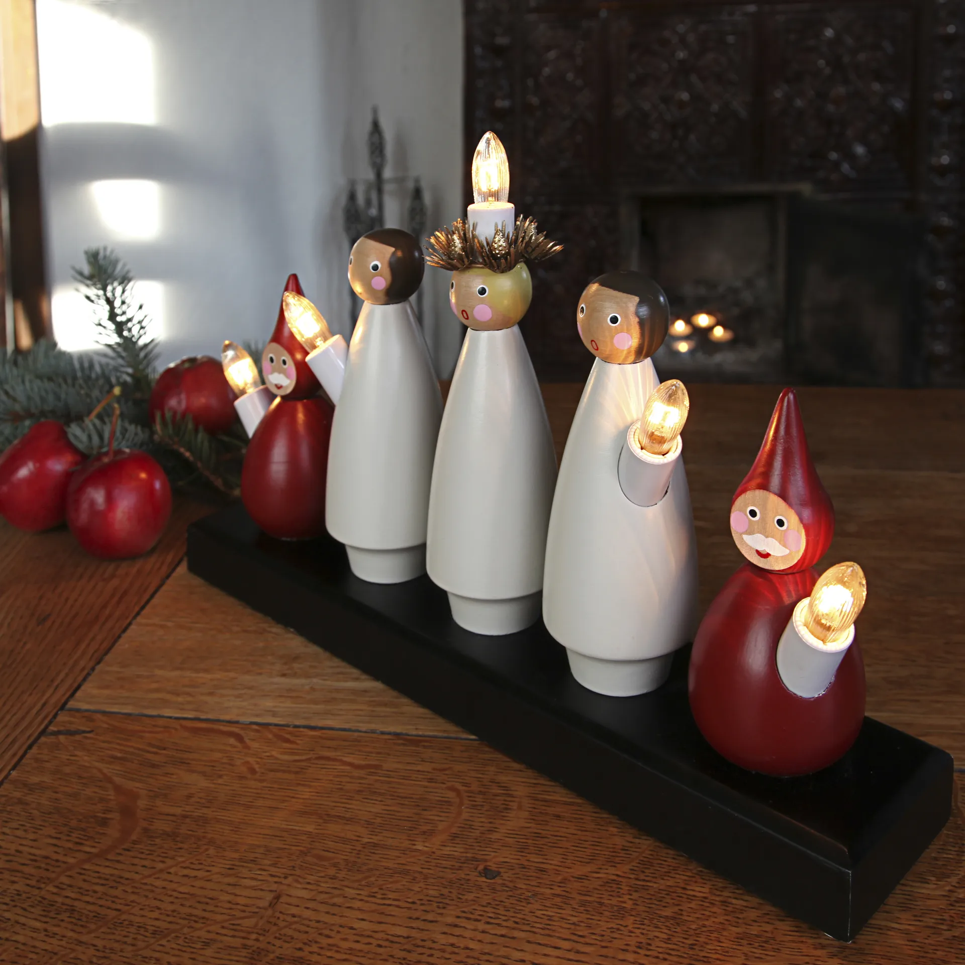 Luciakör adventslamp, wit-rood Star Trading