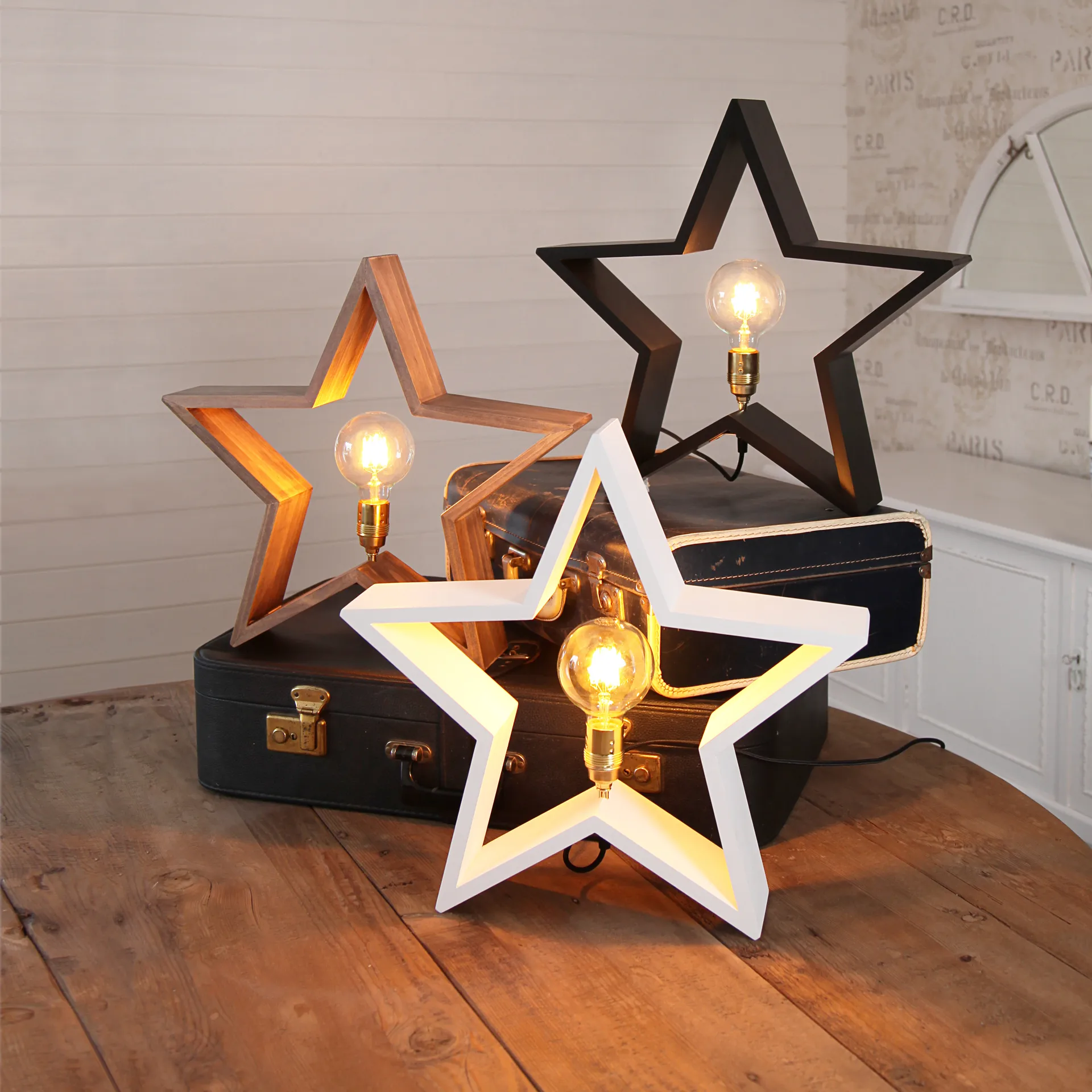 Lysekil adventsster staand - 48 cm., wit Star Trading