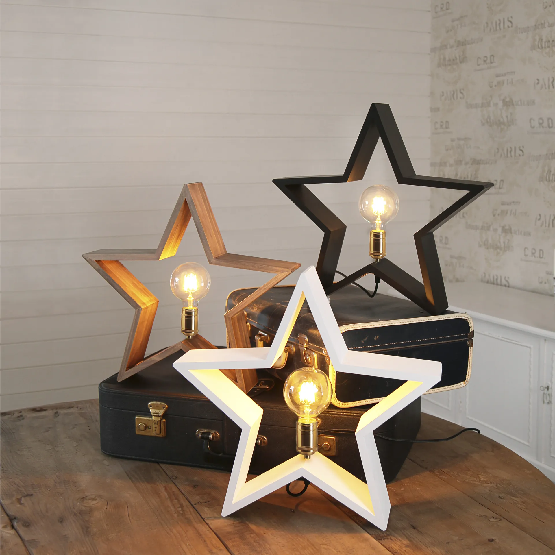 Lysekil adventsster staand - 48 cm., Zwart Star Trading