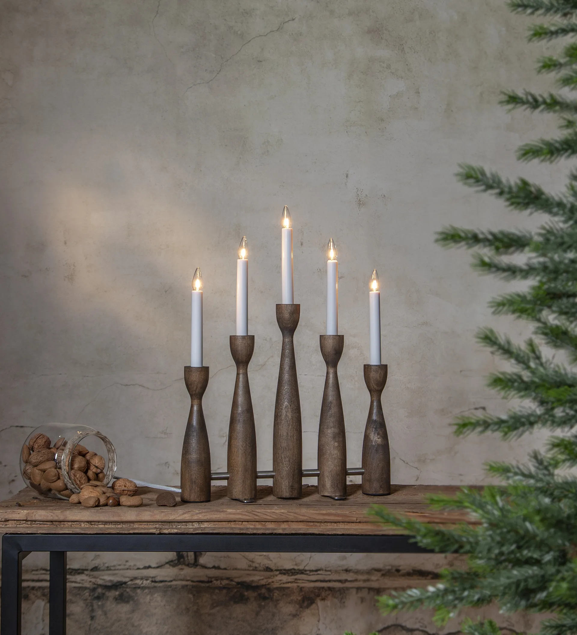 Midja 2.0 adventskandelaar, Walnoot Star Trading