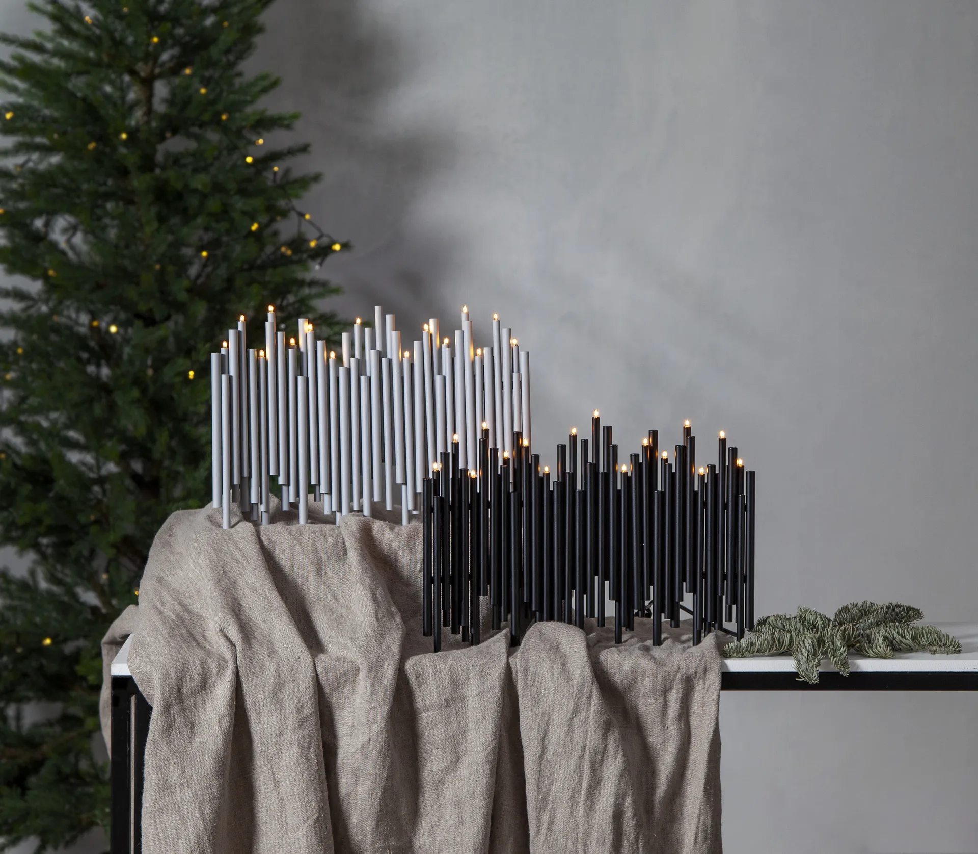 Note adventskandelaar 25x35 cm, Zwart Star Trading