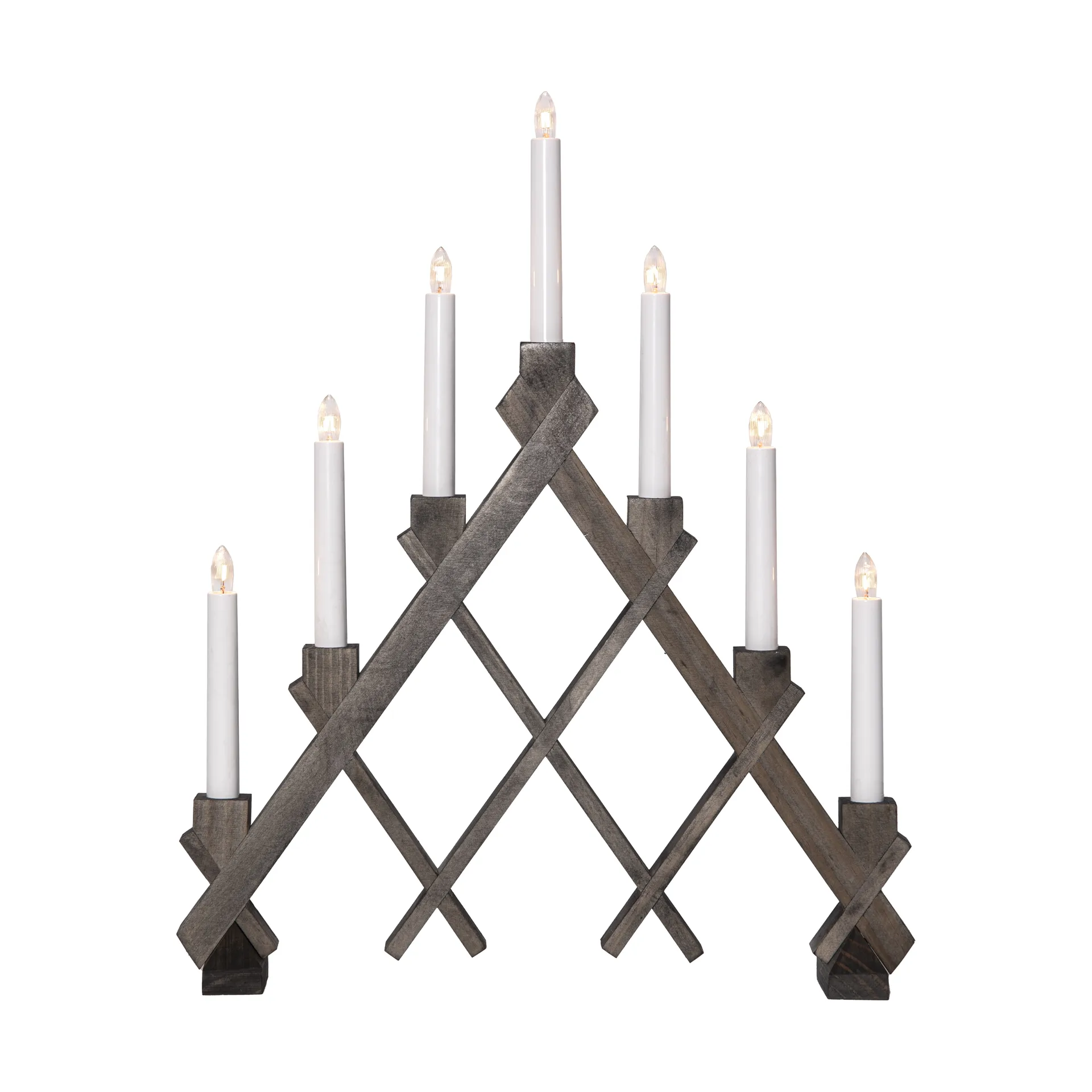 Rut 7-armige houten kandelaar 43 cm, Bruin Star Trading