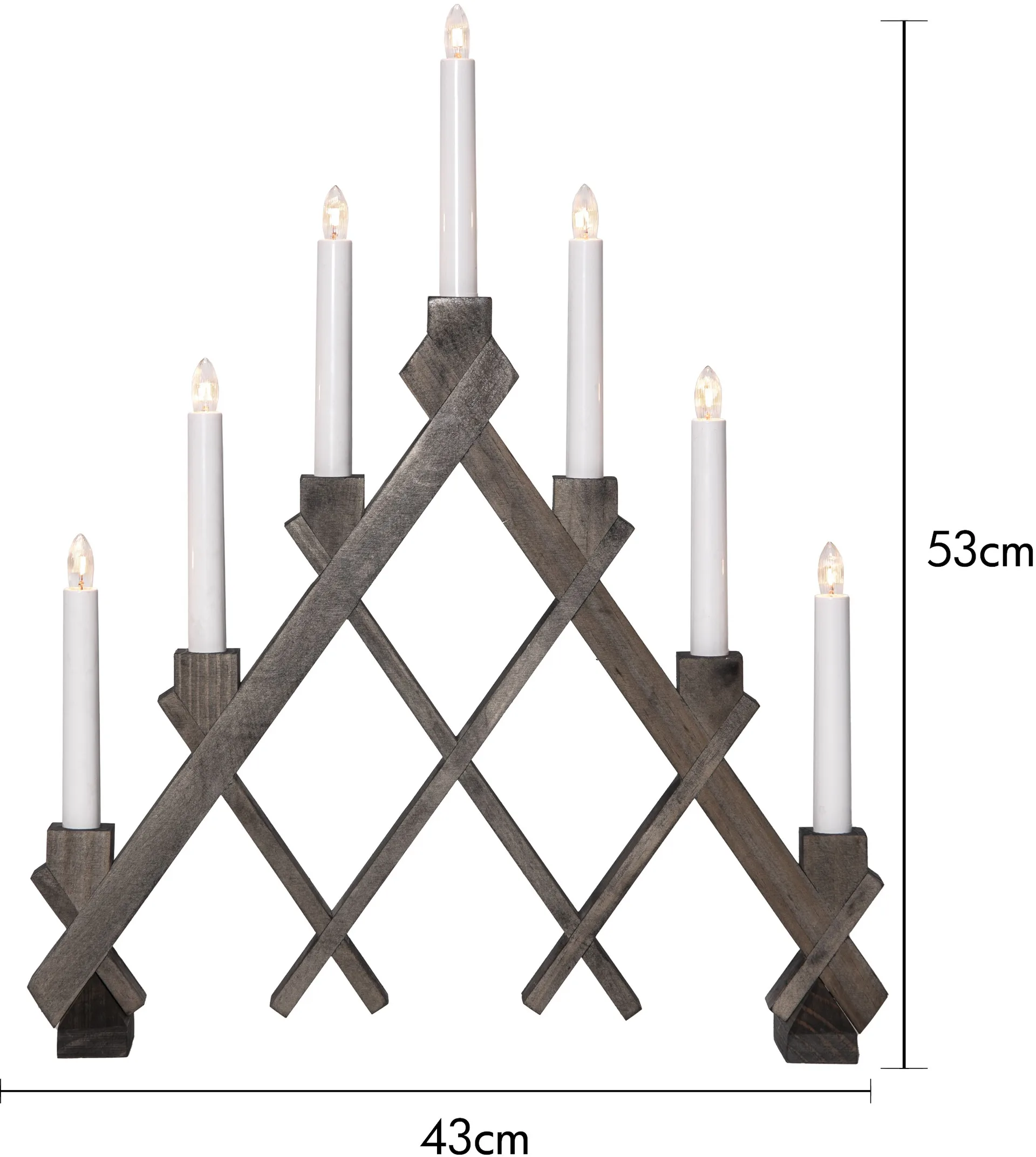 Rut 7-armige houten kandelaar 43 cm, Bruin Star Trading