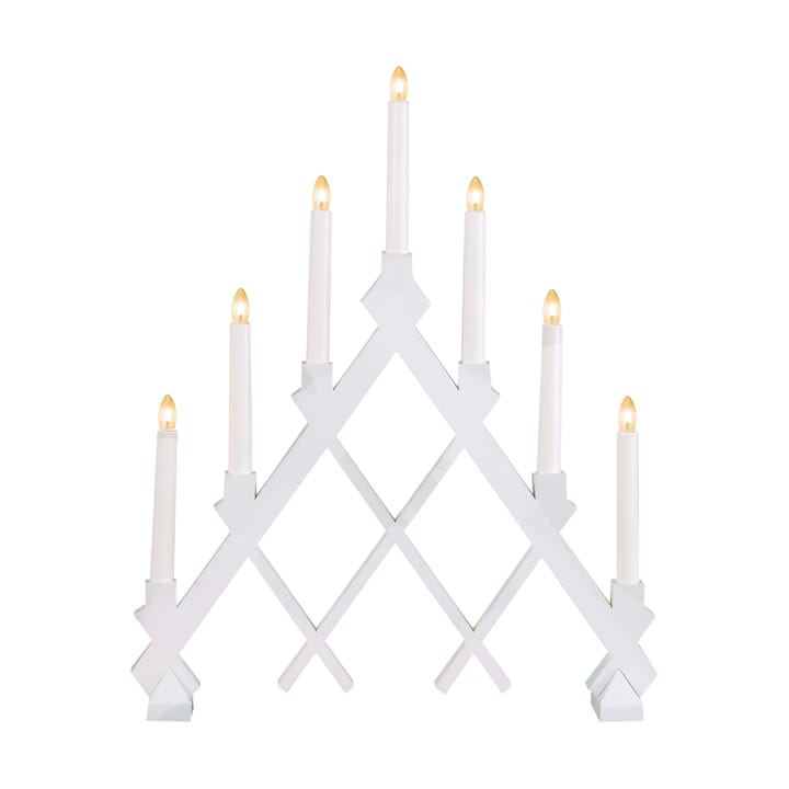 Rut 7-armige houten kandelaar 43 cm - Wit - Star Trading
