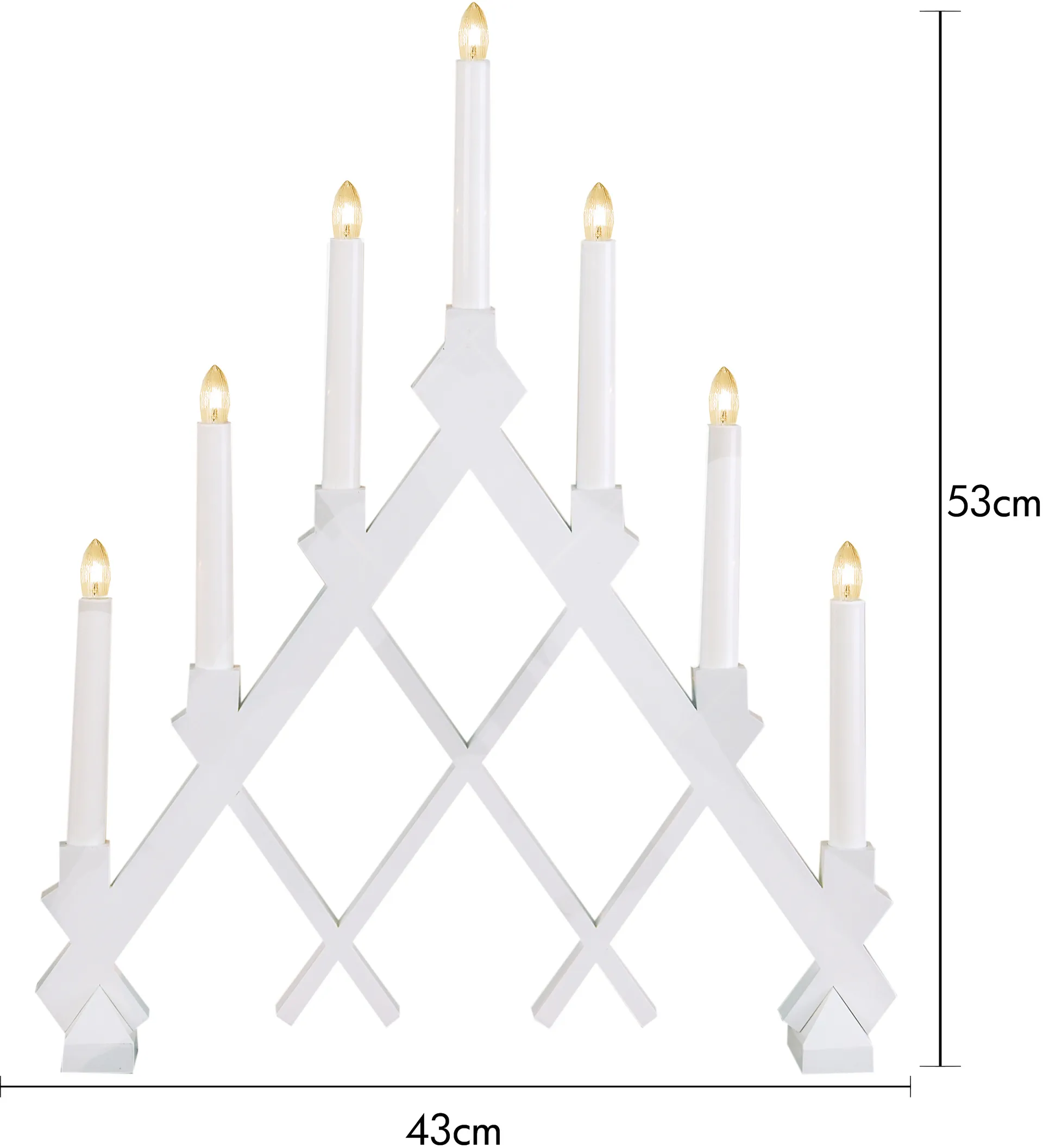 Rut 7-armige houten kandelaar 43 cm, Wit Star Trading