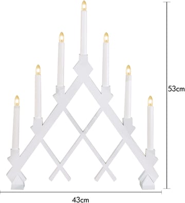 Rut 7-armige houten kandelaar 43 cm - Wit - Star Trading
