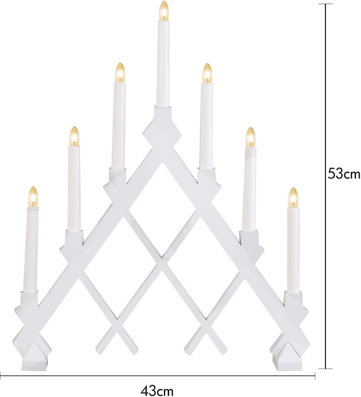 Rut 7-armige houten kandelaar 43 cm, Wit Star Trading