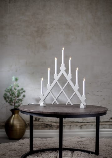 Rut 7-armige houten kandelaar 43 cm - Wit - Star Trading