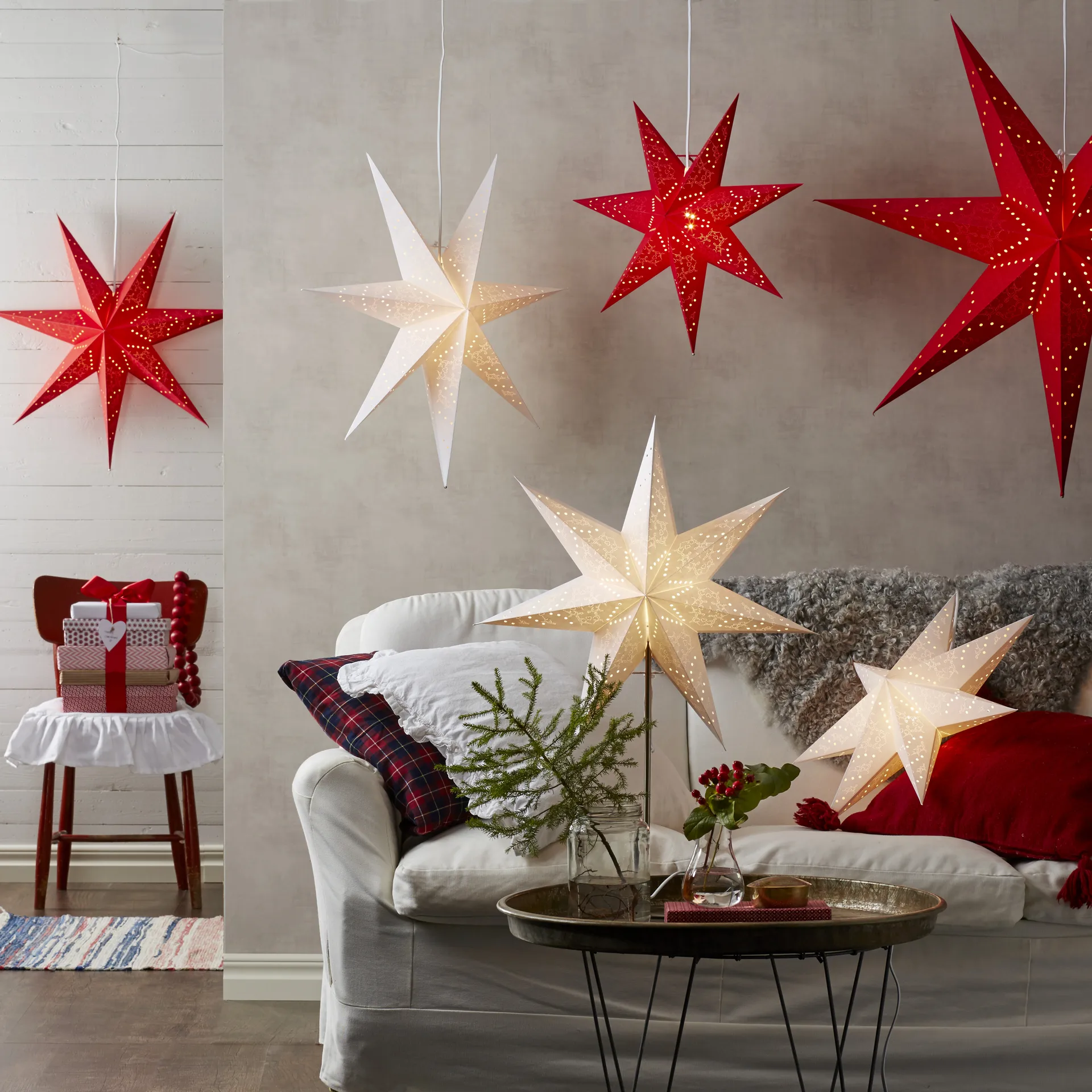 Sensy adventsster op voet 78 cm, Wit Star Trading
