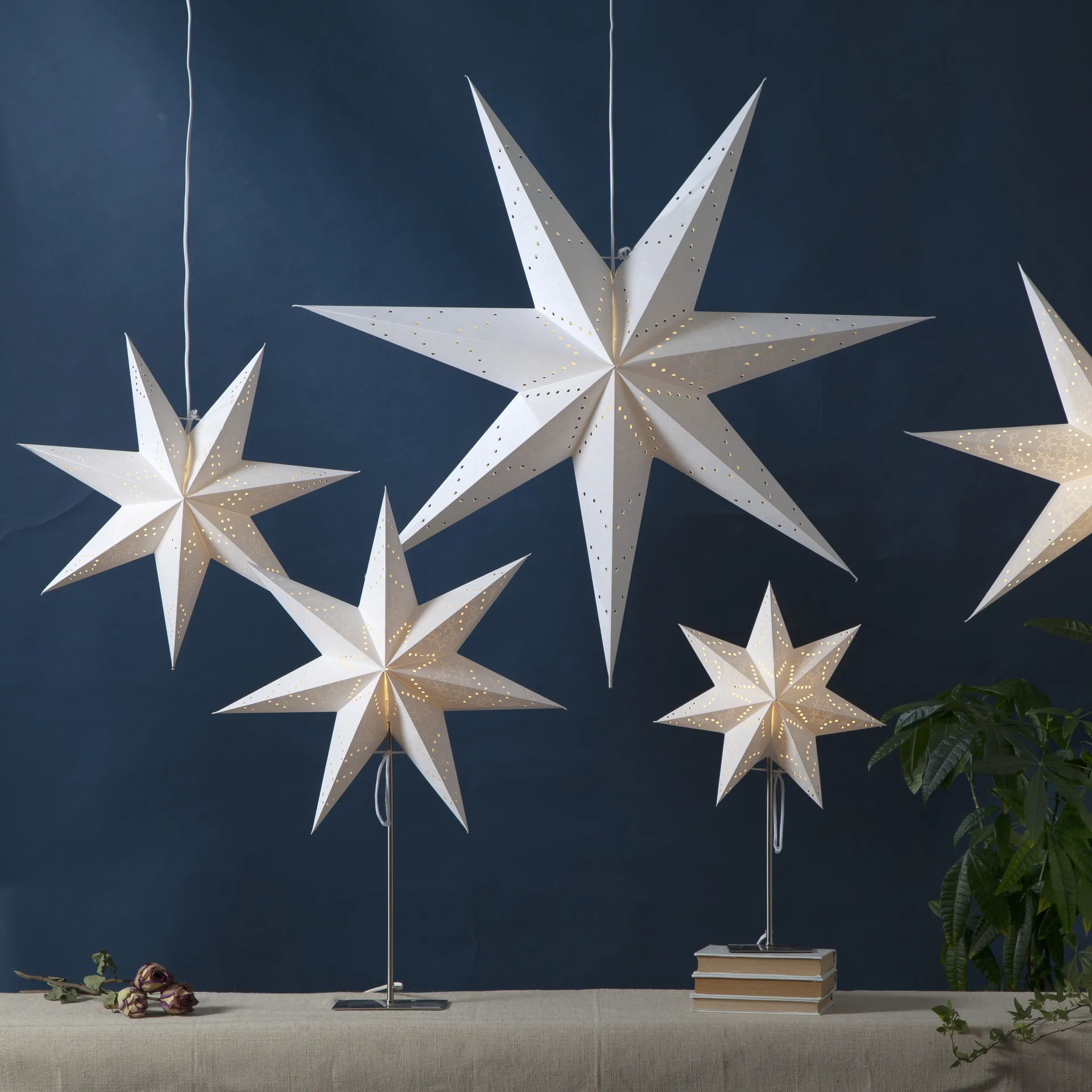 Sensy adventsster op voet 78 cm, Wit Star Trading