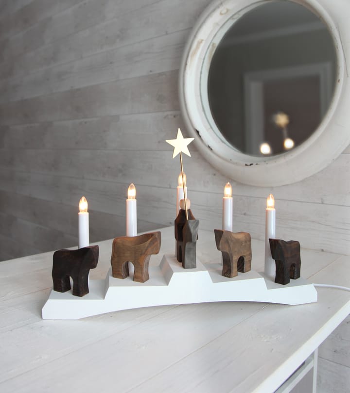Staffans fålar adventskandelaar 5 lampjes, Wit Star Trading
