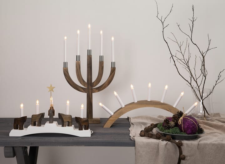 Staffans fålar adventskandelaar 5 lampjes, Wit Star Trading