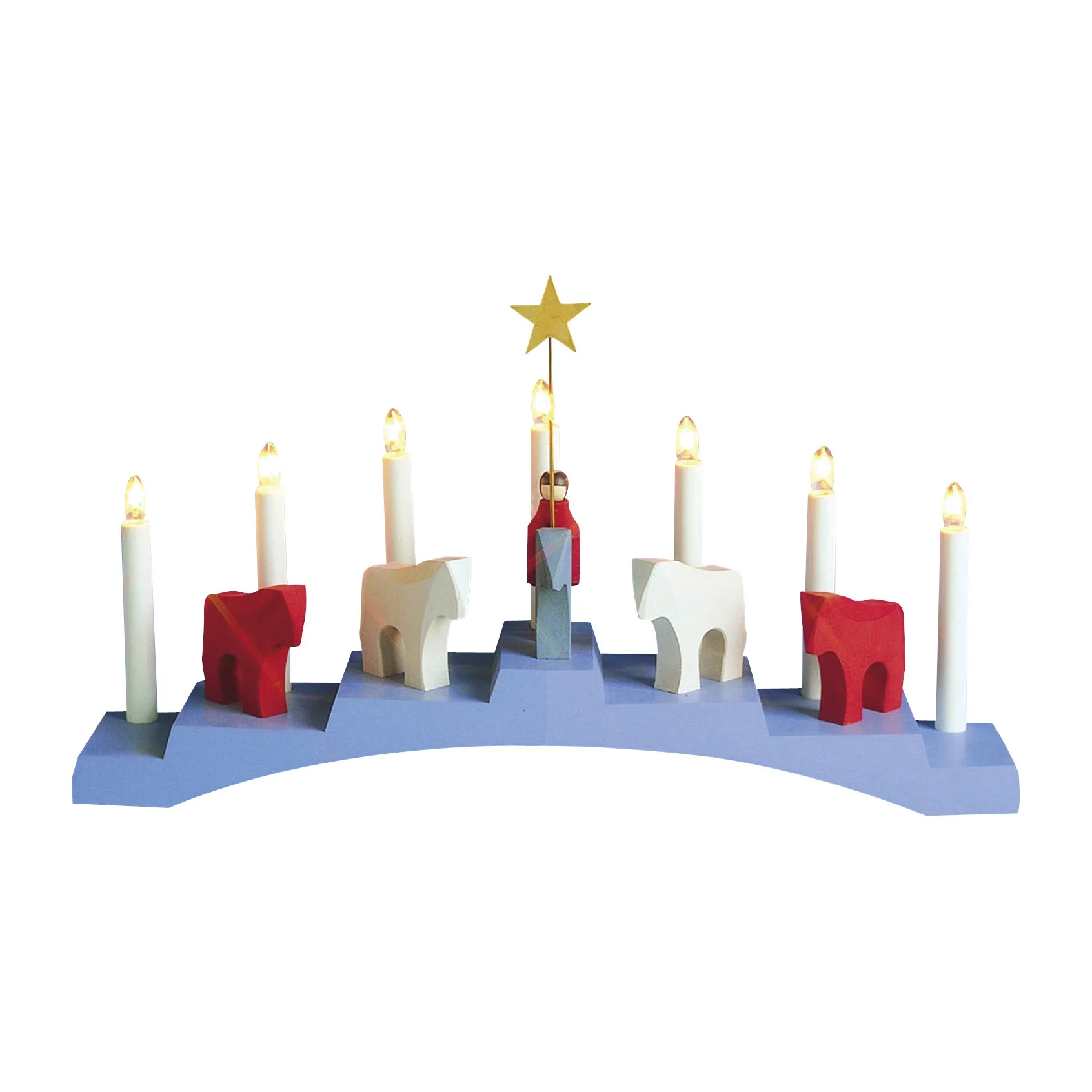 Staffans fålar adventskandelaar 7 lampjes, Blauw Star Trading
