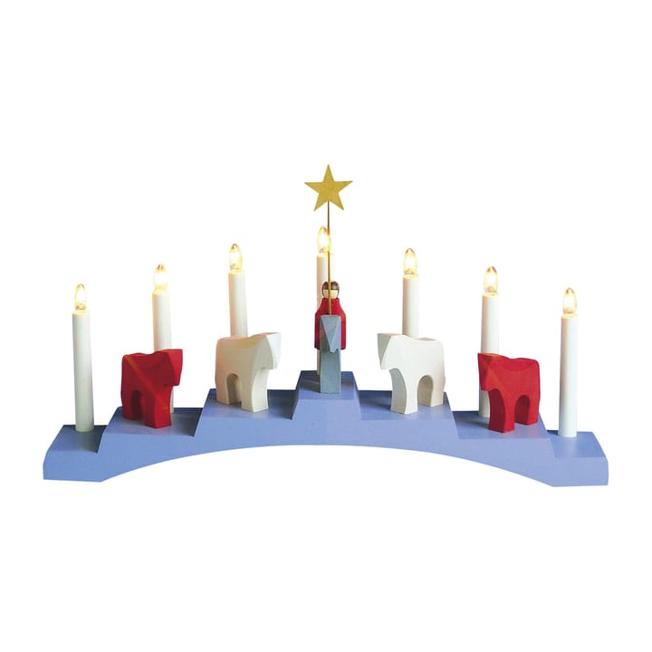 Staffans fålar adventskandelaar 7 lampjes, Blauw Star Trading