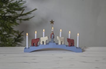 Staffans fålar adventskandelaar 7 lampjes - Blauw - Star Trading