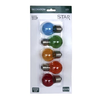 Star Trading partylampen E27 5-pack - 4,5 cm. - verschillende kleuren - Star Trading