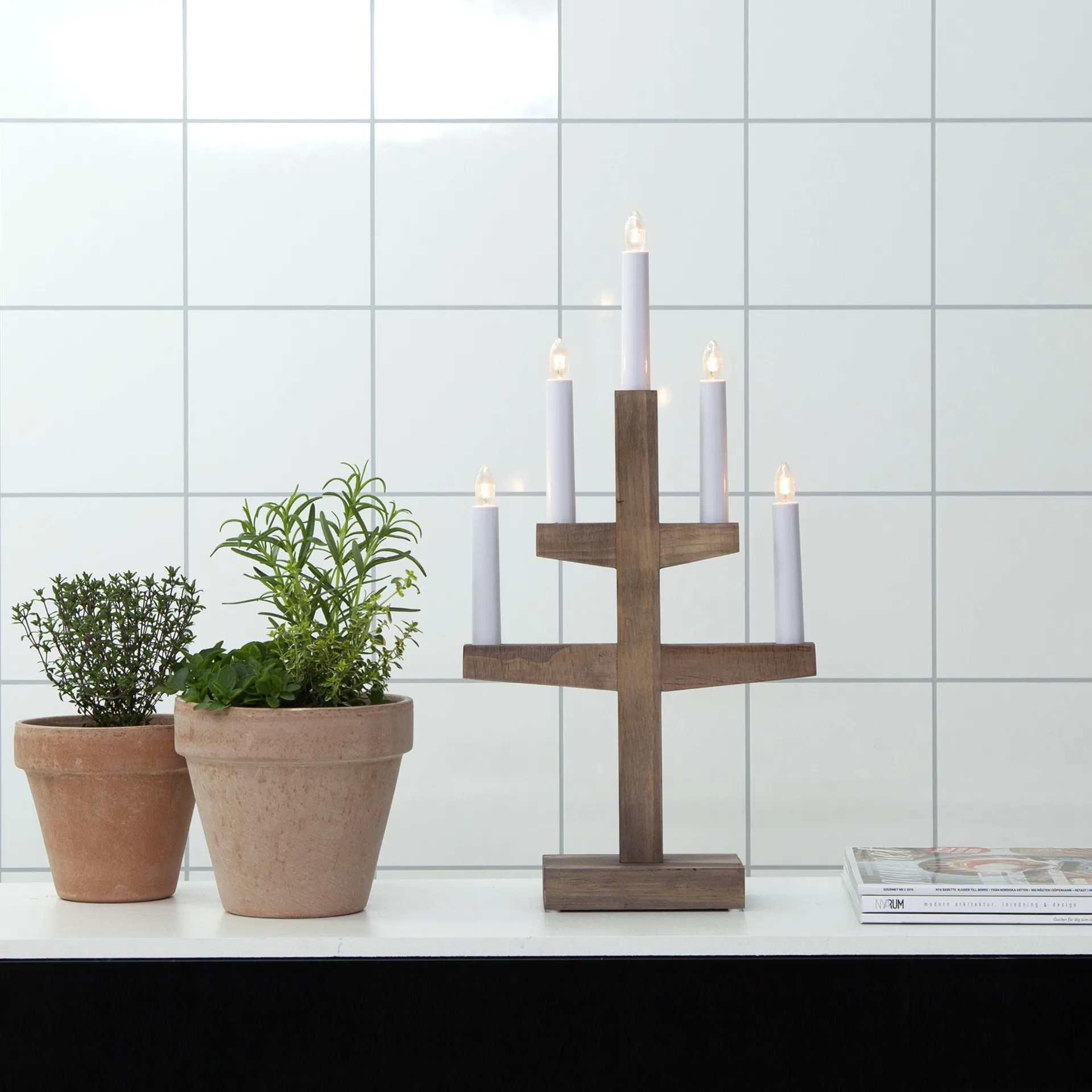 Trapp adventskandelaar 46 cm, Bruin Star Trading