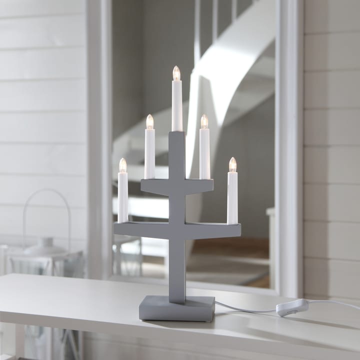 Trapp adventskandelaar 46 cm, Grijs Star Trading
