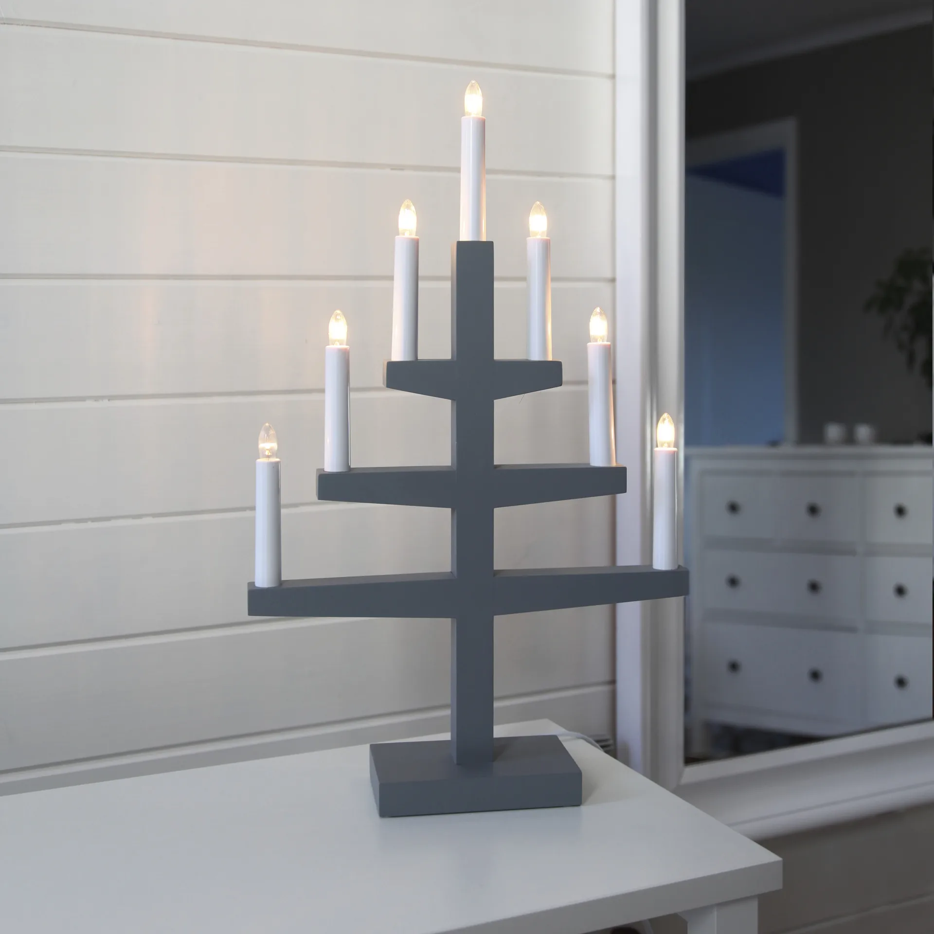 Trapp adventslamp 54 cm, grijs Star Trading