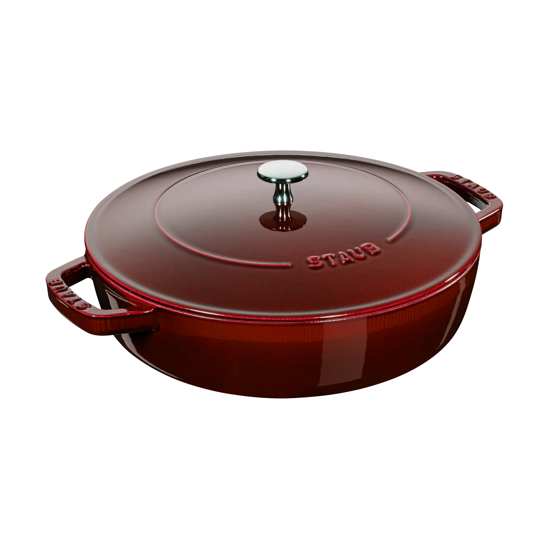 Staub Chistera braadpan gietijzer Ø28 cm, Granaatrood STAUB