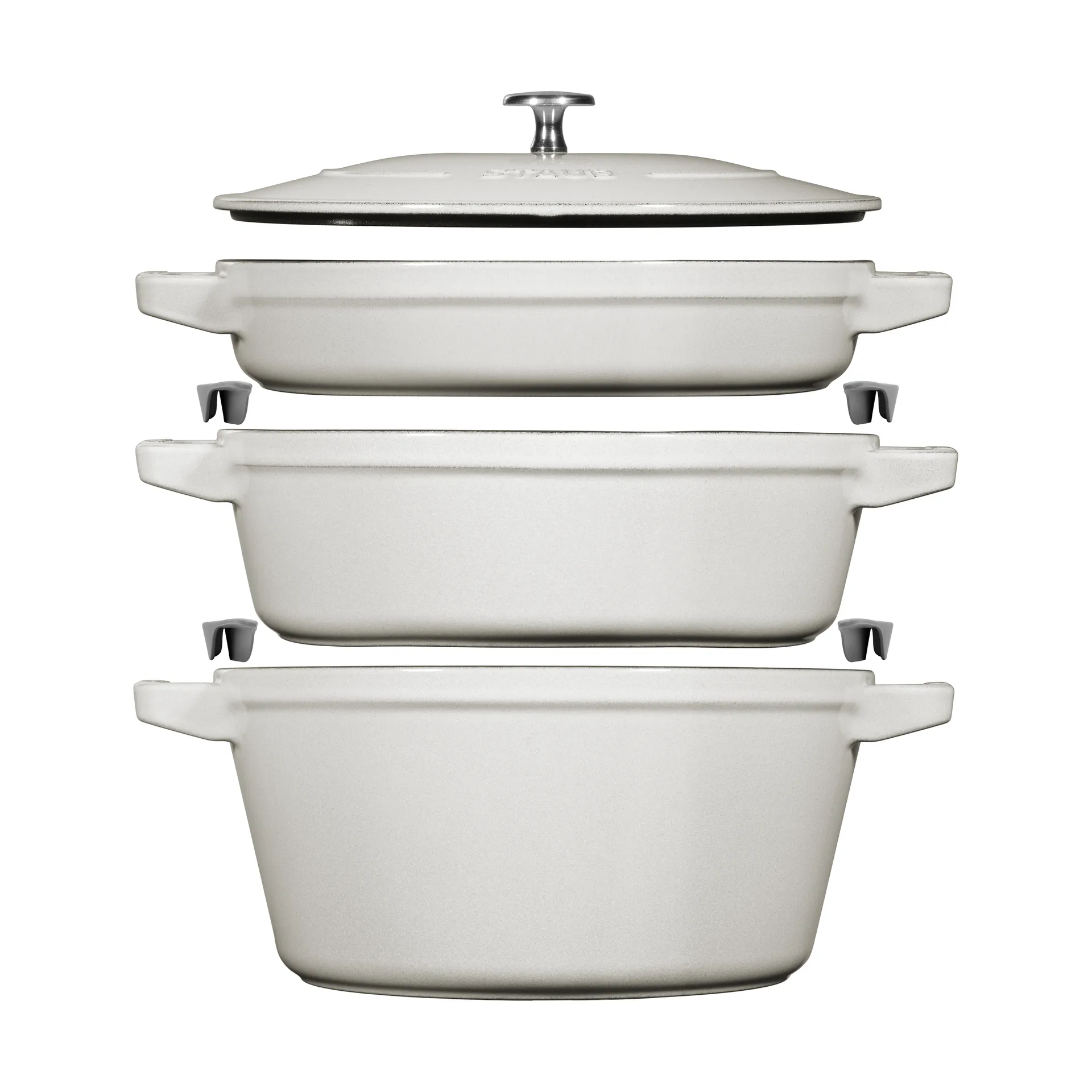 Staub kook- en pannenset stapelbaar 5-delig, White truffel STAUB