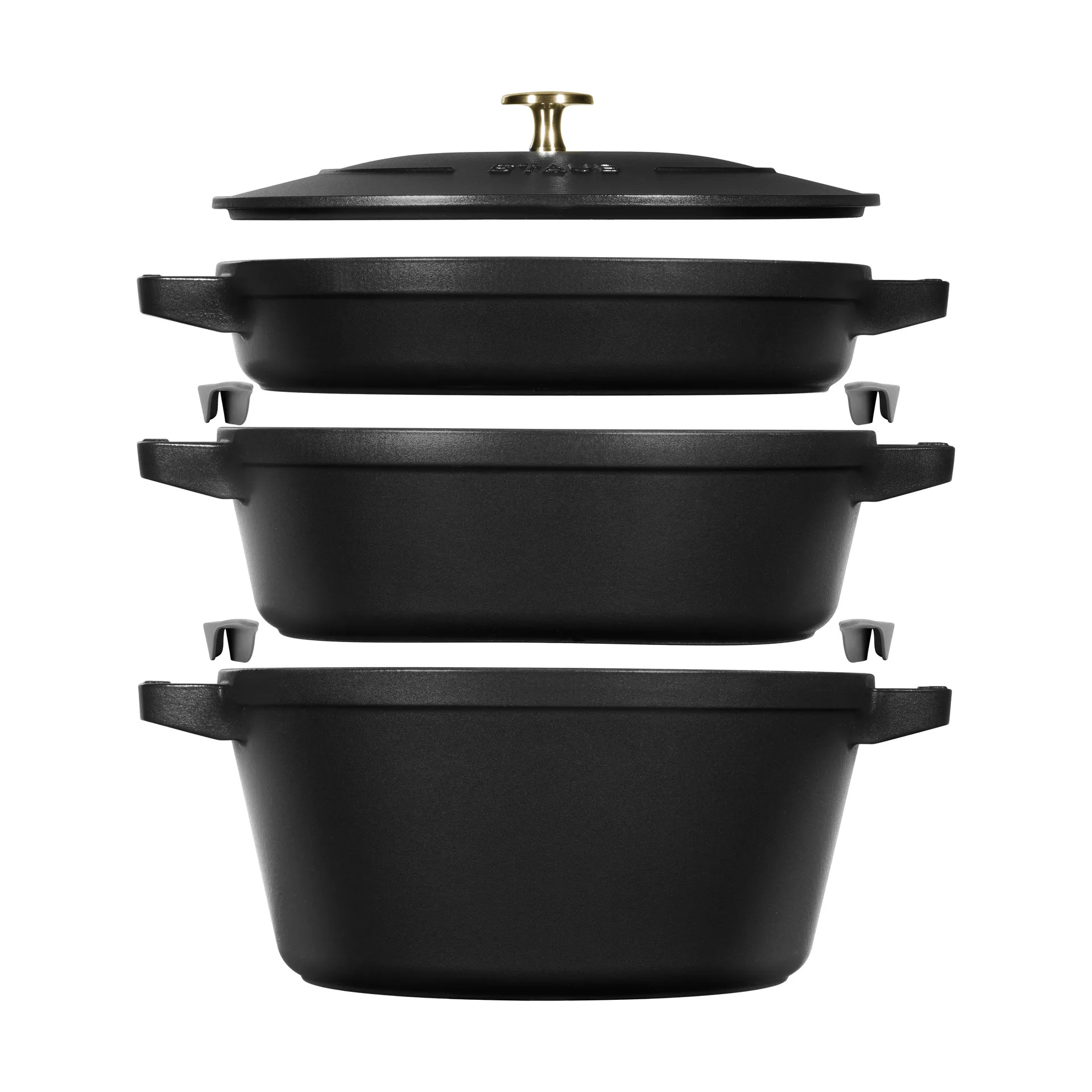 Staub kook- en pannenset stapelbaar 5-delig, Zwart STAUB