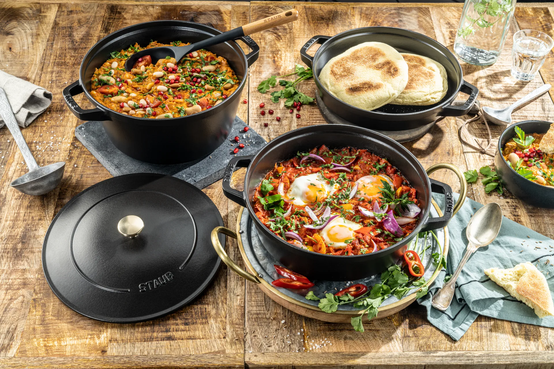 Staub kook- en pannenset stapelbaar 5-delig, Zwart STAUB