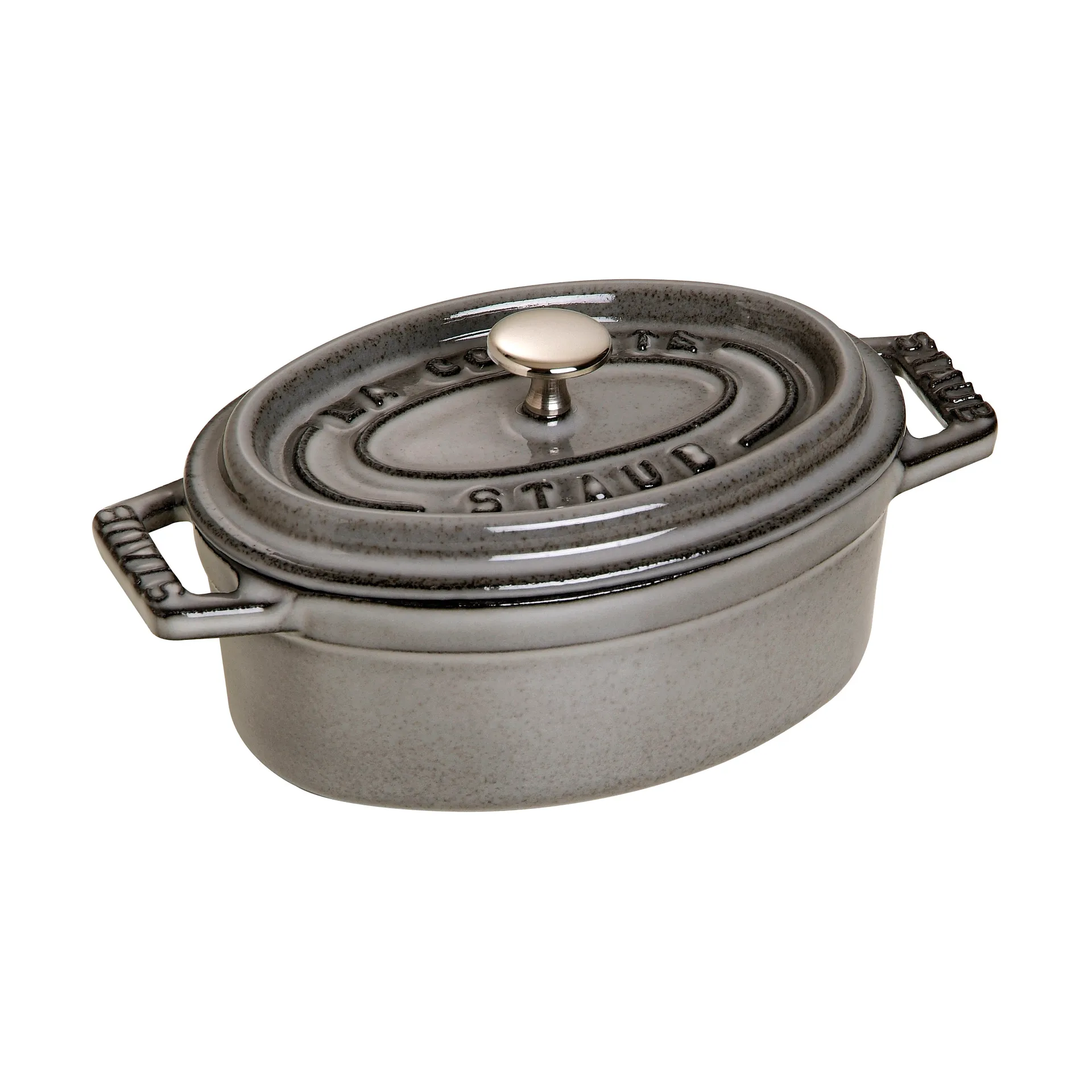 Staub La Cocotte ovale minipan gietijzer 0,25 L, Grafietgrijs STAUB